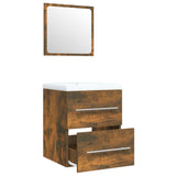 Sink Cabinet with Built-in Basin Smoked Oak Engineered Wood 3114168