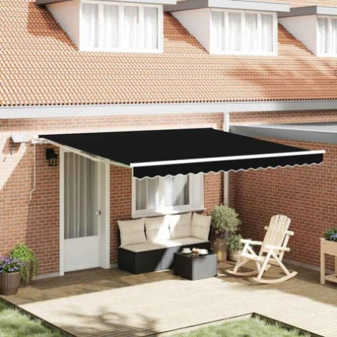 Retractable Awning with Manual Black 400 x 300 cm Fabric 3330592