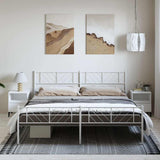 Metal Bed Frame without Mattress with Footboard White 193x203cm 372252