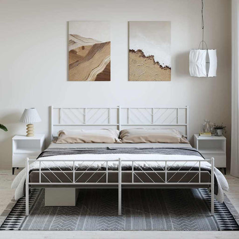 Metal Bed Frame without Mattress with Footboard White 193x203cm 372252
