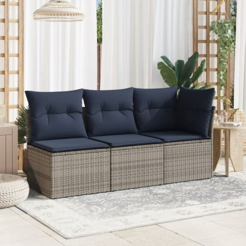Garden Sofa 4 pcs Grey and navy 62 x 62 x 69 cm Poly rattan 366163