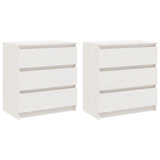 Bedside Cabinets 2 pcs White 60x36x64 cm Solid Pinewood 3093548