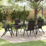 Garden Dining Set 5 pcs Black Coffee Powder-Coated Steel 3379271