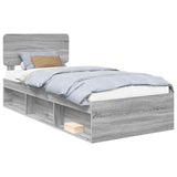 Bed Frame Grey Sonoma 100 x 200 cm Solid Pine Wood 3412119