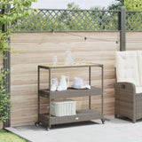 Bar Cart 3-Tier Grey Poly Rattan and Solid Wood Acacia 368724