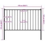 Fence Panel with Posts Powder-coated Steel 1.7x1.25 m Black 145211