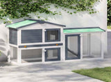 Outdoor Large Rabbit Hutch Grey and White 145 x 45 x 84 Wood 170840