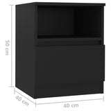 Bed Cabinet Set of 2 Black Engineered Wood Compact Bed Cabinet 806160