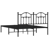 Metal Bed Frame without Mattress with Headboard Black 135x190cm 353438
