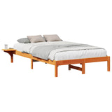 Bed Frame Wax Brown 135 x 190 cm Solid Pine Wood 873198