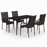 Garden Dining Set Brown and Black PE Rattan 5 Piece Set Durable 3099403