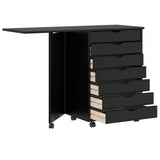 Rolling Cabinet with Desk MOSS Black Solid Wood Pine 4015790