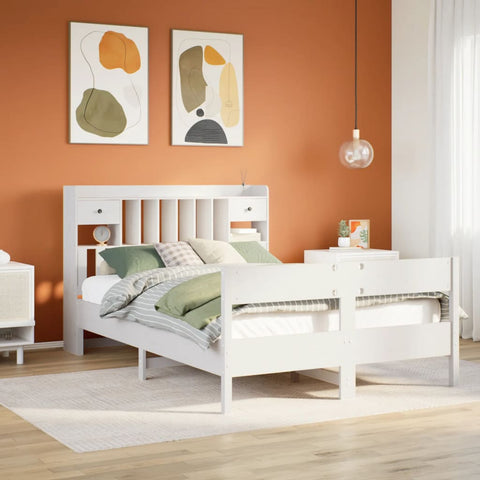 Bookcase Bed without Mattress White 140x190cm Solid Wood Pine 3323039