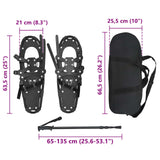 3 in 1 Snowshoes Black 63.5 x 21 cm Aluminum and HDPE 42021432