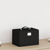 Jewellery Box 3-Layer with Mirror Lockable Black 26x18x17.5 cm 4103559