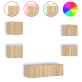 5 Piece TV Wall Cabinets with LED Lights Sonoma Oak 3216862