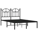 Metal Bed Frame without Mattress with Headboard Black 120x190cm 353436