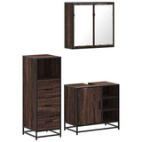 3 Piece Bathroom Furniture Set Brown Oak Engineered Wood 3301029