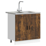 Sink Base Cabinet with Door Porto 2 pcs Brown Engineered wood 3315026