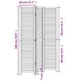 Room Divider 3 Panels White Solid Wood Paulownia 358830
