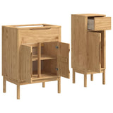 Bathroom Furniture Set FLORO 2 pcs Wax Brown Solid Pine Wood 3385879