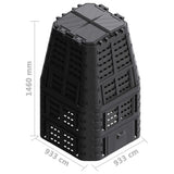 Garden Composter Black 93.3x93.3x146 cm 1000 L 146278