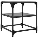 Coffee Tables with Black Glass Top 2 pcs 40x40x45 cm Steel 846005