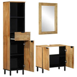 ZNTS 3 Piece Bathroom Furniture Set Brown Solid Wood Mango 3310007