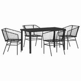 Garden Dining Set 5 pcs Black Poly Rattan 3380892