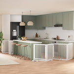 Dog Gate with Door Foldable 12 Panels White 960 cm Poplar Wood 3155680
