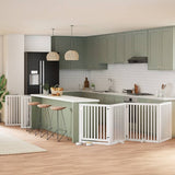 Dog Gate with Door Foldable 12 Panels White 960 cm Poplar Wood 3155680