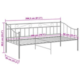 Sofa Bed Frame Grey Powder-coated metal Single 324775
