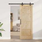 Sliding Door Set Manual Natural and black 78 x 211 cm 3333612