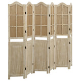 6-Panel Room Divider Brown 214x165 cm Fabric 338593