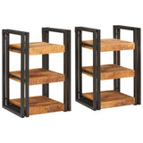 Bedside Table 2 pcs Brown and Black Solid Mango Wood 4016731