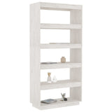 Book Cabinet/Room Divider White 80x35x167 cm Solid Pinewood 810895