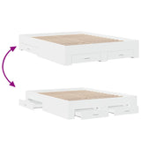 ZNTS Bed Frame with Drawers without Mattress White 150x200 cm King Size 3280377