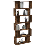 ZNTS Book Cabinet/Room Divider Smoked Oak 80x24x192 cm Engineered Wood 816059