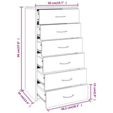 Sideboard with 6 Drawers Grey Sonoma 50x34x96 cm Engineered Wood 815364