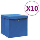 Storage Boxes with Covers 10 pcs 28x28x28 cm Blue 325198