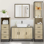 ZNTS 4 Piece Bathroom Furniture Set Sonoma Oak Engineered Wood 3301251