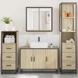 4 Piece Bathroom Furniture Set Sonoma Oak Engineered Wood 3301251