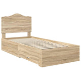 Bed Frame with Drawer Sonoma Oak 100 x 200 cm Engineered Wood 3413641