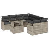 Garden Sofa Set with Cushion 9 pcs Light Grey Poly Rattan 3357175
