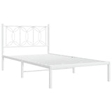 Metal Bed Frame without Mattress with Headboard White 107x203cm 376173