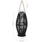 Hanging Candle Lantern Holder Bamboo Black 60 cm 246813