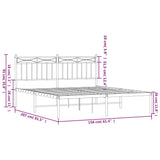 Metal Bed Frame without Mattress with Headboard White 150x200cm 373742