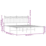 Metal Bed Frame without Mattress with Headboard White 150x200cm 373742