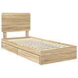 Storage Bed with Drawer Sonoma Oak 75 x 190 cm Engineered Wood 3412737