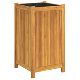 Garden Planter with Liner 42x42x75 cm Solid Wood Acacia 366436